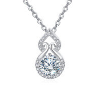 wholesale 925 Sterling Silver Elegant Moissanite Teardrop Pendant Necklace With Sparkling Accents-