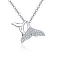 wholesale 925 Sterling Silver Whale Tail Moissanite Pendant Necklace In Sterling Silver-0-0