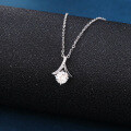 wholesale 925 Sterling Silver Elegant Moissanite Pendant Necklace With Silver Chain And Accent Stones-0-3