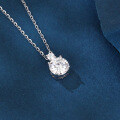 wholesale 925 Sterling Silver Elegant Moissanite Pendant Necklace With Classic Silver Chain-0-3