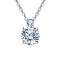 wholesale 925 Sterling Silver Elegant Moissanite Pendant Necklace With Classic Silver Chain-0-0