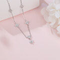 wholesale 925 Sterling Silver Elegant Moissanite Floral Necklace With Cascading Blossoms And Delicate Chain-0-4