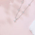 wholesale 925 Sterling Silver Elegant Moissanite Floral Necklace With Cascading Blossoms And Delicate Chain-0-3