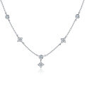 wholesale 925 Sterling Silver Elegant Moissanite Floral Necklace With Cascading Blossoms And Delicate Chain-0-0