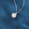 wholesale 925 Sterling Silver Elegant Solitaire Moissanite Pendant Necklace In Plated with White Gold-0-4