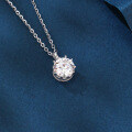 wholesale 925 Sterling Silver Elegant Solitaire Moissanite Pendant Necklace In Plated with White Gold-0-3