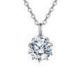 wholesale 925 Sterling Silver Elegant Solitaire Moissanite Pendant Necklace In Plated with White Gold-0-0