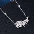 wholesale 925 Sterling Silver Zircon-encrusted Feather Pendant Necklace-0-1
