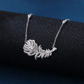 wholesale 925 Sterling Silver Zircon-encrusted Feather Pendant Necklace-0-4