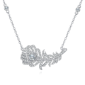 wholesale 925 Sterling Silver Zircon-encrusted Feather Pendant Necklace-0-5