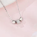 wholesale 925 Sterling Silver Elegant Zircon Cube Necklace With Silver Chain And Modern Design-0-5