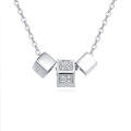 wholesale 925 Sterling Silver Elegant Zircon Cube Necklace With Silver Chain And Modern Design-0-0