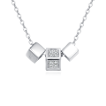 wholesale 925 Sterling Silver Elegant Zircon Cube Necklace With Silver Chain And Modern Design-0-4