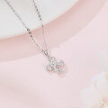 wholesale 925 Sterling Silver Elegant Zircon Cross Pendant Necklace With Silver Chain And Sparkling Accents-0-1