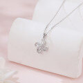 wholesale 925 Sterling Silver Elegant Zircon Cross Pendant Necklace With Silver Chain And Sparkling Accents-0-4
