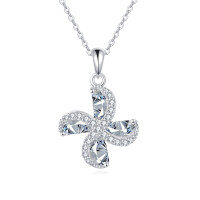 wholesale 925 Sterling Silver Elegant Zircon Cross Pendant Necklace With Silver Chain And Sparkling Accents-undefined