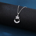 wholesale 925 Sterling Silver Elegant Zircon Flower Pendant Necklace With Silver Chain-0-4