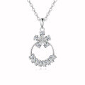 wholesale 925 Sterling Silver Elegant Zircon Flower Pendant Necklace With Silver Chain-0-1