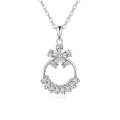 wholesale 925 Sterling Silver Elegant Zircon Flower Pendant Necklace With Silver Chain-0-0