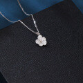 wholesale 925 Sterling Silver Elegant Silver Zircon Four-leaf Clover Pendant Necklace-0-5