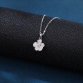 wholesale 925 Sterling Silver Elegant Silver Zircon Four-leaf Clover Pendant Necklace-0-4