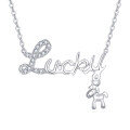 wholesale 925 Sterling Silver Elegant Lucky Charm Necklace With Zircon-accented Horse Pendant-0-0