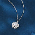 wholesale 925 Sterling Silver Elegant Floral Zircon Pendant Necklace With Round Center Stone And Baguette Accents-0-1