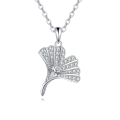 wholesale 925 Sterling Silver Elegant Heart-shaped Zircon Pendant Necklace With Delicate Silver Chain And Fan-design Accents-0-0
