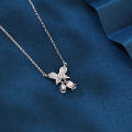 wholesale 925 Sterling Silver **title:** Elegant Silver Butterfly Zircon Pendant Necklace With Charm Bells-0-4