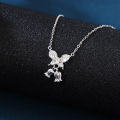 wholesale 925 Sterling Silver **title:** Elegant Silver Butterfly Zircon Pendant Necklace With Charm Bells-0-3