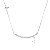 wholesale 925 Sterling Silver Elegant Sterling Silver Butterfly Necklace With Zircon Accents-undefined