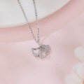wholesale 925 Sterling Silver Elegant Zircon Leaf Pendant Necklace: Timeless Feminine Charm-0-4