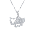 wholesale 925 Sterling Silver Elegant Zircon Leaf Pendant Necklace: Timeless Feminine Charm-0-6