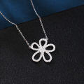wholesale 925 Sterling Silver Elegant Zircon Four-leaf Clover Pendant Necklace In Sterling Silver-0-5
