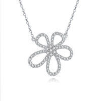 wholesale 925 Sterling Silver Elegant Zircon Four-leaf Clover Pendant Necklace In Sterling Silver-undefined