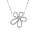 wholesale 925 Sterling Silver Elegant Zircon Four-leaf Clover Pendant Necklace In Sterling Silver-0-4
