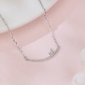 wholesale 925 Sterling Silver Delicate Zircon Butterfly Pendant Necklace: Elegant Smiling Curve Design-0-1