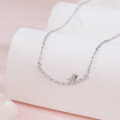 wholesale 925 Sterling Silver Delicate Zircon Butterfly Pendant Necklace: Elegant Smiling Curve Design-0-4