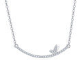 wholesale 925 Sterling Silver Delicate Zircon Butterfly Pendant Necklace: Elegant Smiling Curve Design-0-0