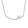wholesale 925 Sterling Silver Delicate Zircon Butterfly Pendant Necklace: Elegant Smiling Curve Design-0-5