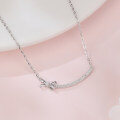 wholesale 925 Sterling Silver Elegant Silver Zircon Bow Necklace With Curved Bar Pendant-0-1
