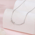 wholesale 925 Sterling Silver Elegant Silver Zircon Bow Necklace With Curved Bar Pendant-0-4