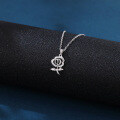 wholesale 925 Sterling Silver **elegant Silver Rose Pendant Necklace With Sparkling Zircons**-0-4