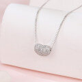 wholesale 925 Sterling Silver Elegant Zircon Heart Pendant On Silver Chain Necklace-0-4