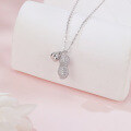 wholesale 925 Sterling Silver Elegant Zircon-studded Pod Necklace With Sleek Chain Design-0-4