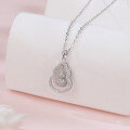 wholesale 925 Sterling Silver Elegant Zircon-encrusted Gourd Pendant Necklace With Delicate Chain-0-4
