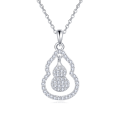 wholesale 925 Sterling Silver Elegant Zircon-encrusted Gourd Pendant Necklace With Delicate Chain-0-5