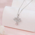 wholesale 925 Sterling Silver Elegant Lotus Flower Necklace With Sterling Silver And Cubic Zirconia Charm-0-4