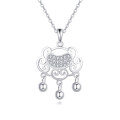 wholesale 925 Sterling Silver Elegant Silver Heart Pendant Necklace With Intricate Filigree Design And Dangling Beads-0-0