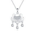 wholesale 925 Sterling Silver Elegant Silver Heart Pendant Necklace With Intricate Filigree Design And Dangling Beads-0-6